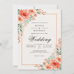Invitation Peach Blossom Botanical Whimsy Mariage