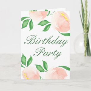 Invitation Peach Blush Aquarelle Florale Photo Anniversaire