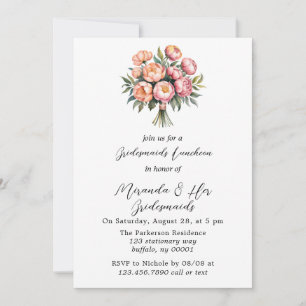 Invitation Peach Bouquet with Diamonds Bridesservantes Déjeun