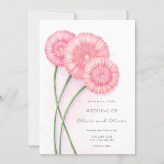 Invitation Peach Chrysanthemum Mariage