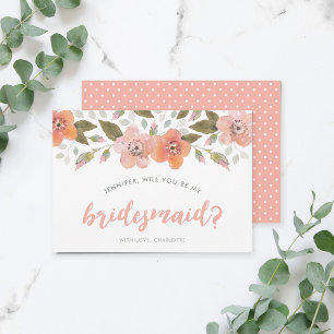 Invitation Peach Delical Floral Serez-Vous Ma Femme D'Accueil