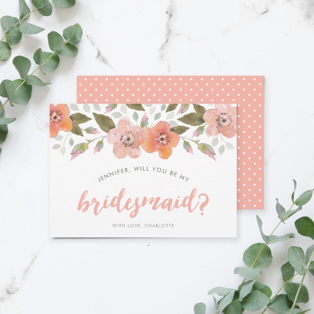 Invitation Peach Delical Floral Serez-Vous Ma Femme D'Accueil (Créateur téléchargé)