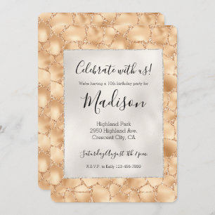 Invitation Peach Gold Parties scintillant Glam Sparkle Giraff