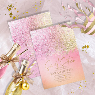 Invitation Peach Gold Sweet sixteen Abstrait ID776