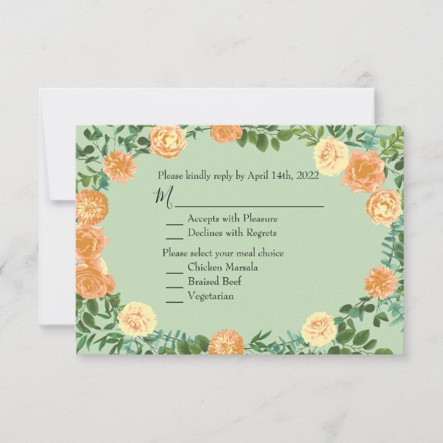 Invitation Peach Green Mariage Spring Pastel (Devant)