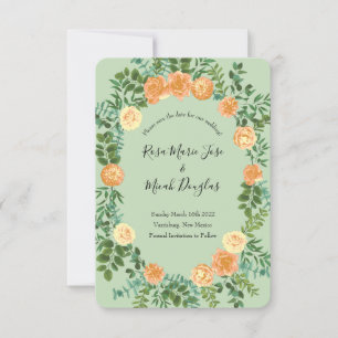 Invitation Peach Green Mariage Spring Pastel