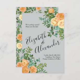 Invitation Peach Grey Mariage Spring Floral