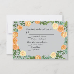 Invitation Peach Grey Mariage Spring Floral
