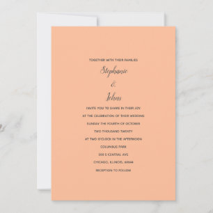 Invitation Peach Intemporel Fuzz Grey Simple Minimaliste Mari