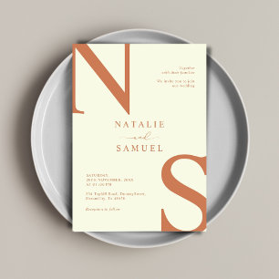 Invitation Peach Minimalist & Elegant Bold Initiales Mariage