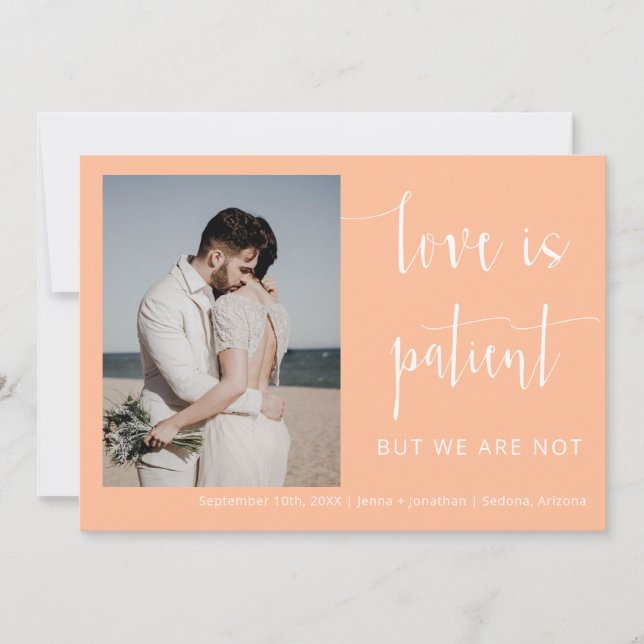 Invitation Peach Modern Minimalist Script Elopement photo (Devant)