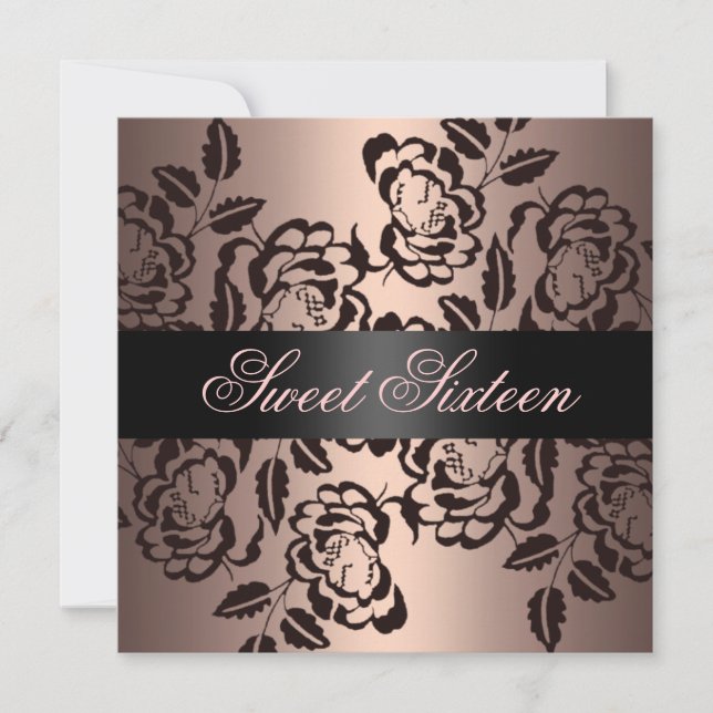 Invitation Peach Moderne Rose Sweet 16 Anniversaire Invitatio (Devant)