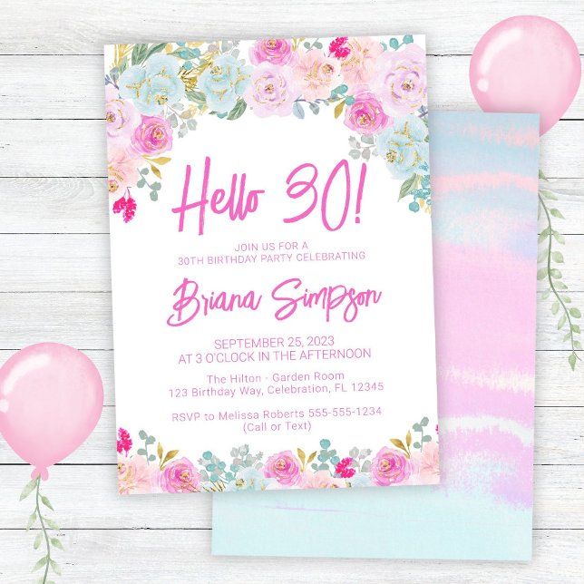 Invitation Peach Peach Rose Floral 30ème anniversaire (Créateur téléchargé)