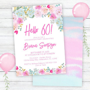 Invitation Peach Peach Rose Floral 60e fête d'anniversaire