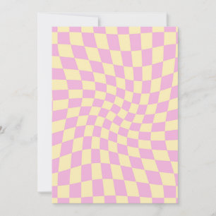 Invitation Peach PInk Checks Retro Lilac Peach