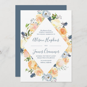 Invitation Peach rustique et White Peony Mariage