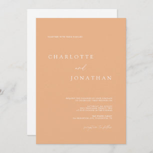 Invitation Peach Simple Chic Moderne QR Code Mariage