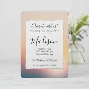 Invitation Peach Sunrise Sparkday Anniversaire
