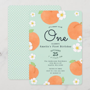 Invitation Peach Sweet sera un premier anniversaire Invitatio