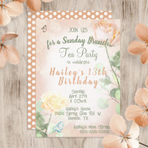 Peach vintage 13e anniversaire Tea Party Brunch
