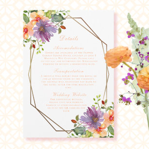 Invitation Peach Watercolor Floral QR Code Mariage Détail