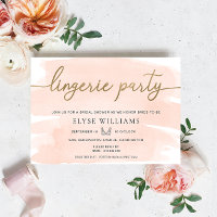 Peach Watercolor Gold Lingerie Party Fête des mari