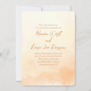 Invitation Peach Watercolor Ombre Mariage de peinture