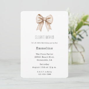 Invitation Peach White Bow Anniversaire