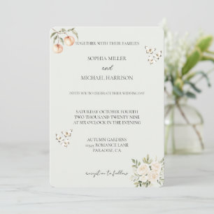 Invitation Peaches Papillon blanc Floral Mariage romantique