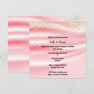 Invitation Peachy rose Satin Sparkle Gold