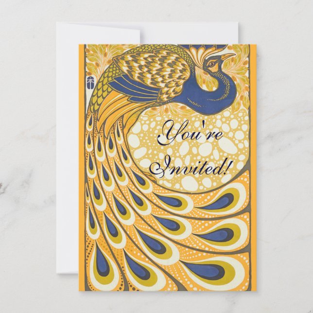 Invitation Peacock Antique Vintage Coloré (Devant)
