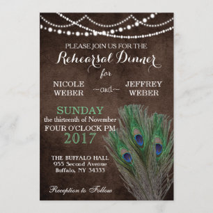 Invitation Peacock Boho Pays Bois Russe Mariage