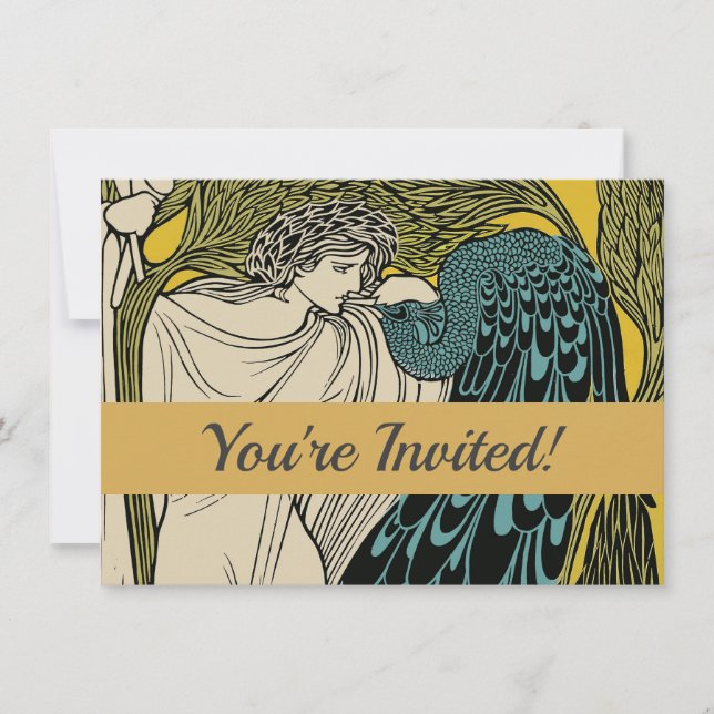 Invitation Peacock Fine Art Bird Nouveau (Devant)