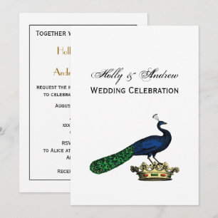 Invitation Peacock héraldique Vintage stylisé sur Couronne C