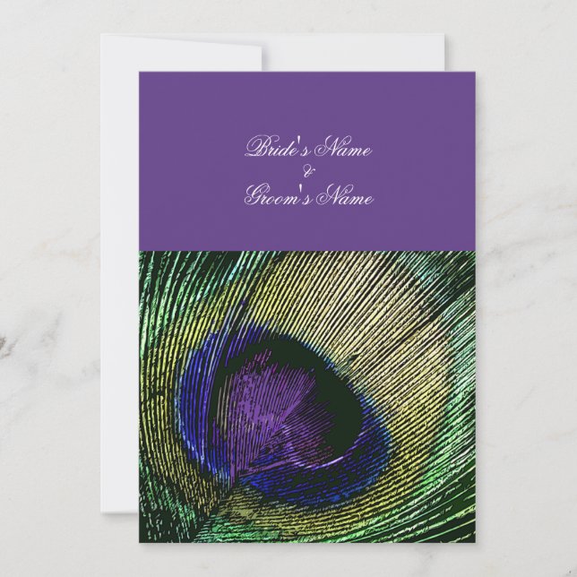 Invitation Peacock n violet thème mariage - Créez votre propr (Devant)