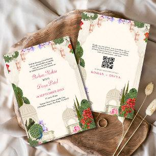Invitation Peacock Palm Garden Indien Mariage coloré