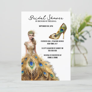 Invitation Peacock plumes boule gobe mariée à être blanc