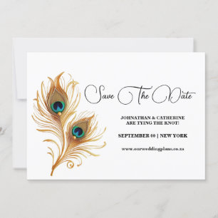 Invitation Peacock plumes minimaliste plain enregistrer la da