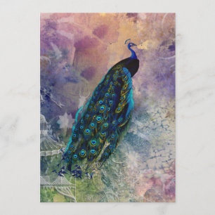 Invitation Peacock romantique de Gazebo et aquarelle