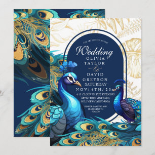 Invitation Peacocks Garden Mariage de Bohême