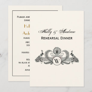 Invitation Peacocks vintages Monogram Ivory BG