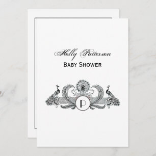 Invitation Peacocks vintages Monogram Ivory BG