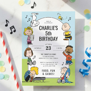 Invitation Peanuts Caractère Amusant Anniversaire Collage
