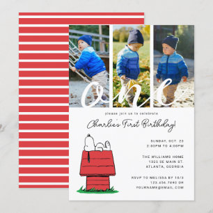 Invitation Peanuts Snoopy Dog House 1er anniversaire