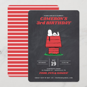 Invitation Peanuts Snoopy Dog House - Chalkboard Anniversaire
