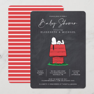 Invitation Peanuts Snoopy Dog House - Chalkboard Baby shower