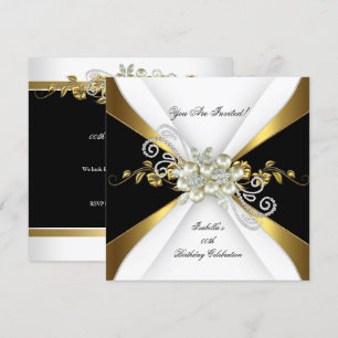 Invitation Pearl Black Gold Silver Diamond Anniversaire 3