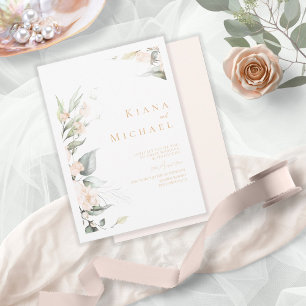 Invitation Pearl Blush Floral Mariage V1 ID989