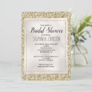 Invitation Pearl d'or Parties scintillant blanche brillante