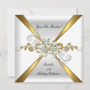 Invitation Pearl Gold Diamond Argent Anniversaire fête 2